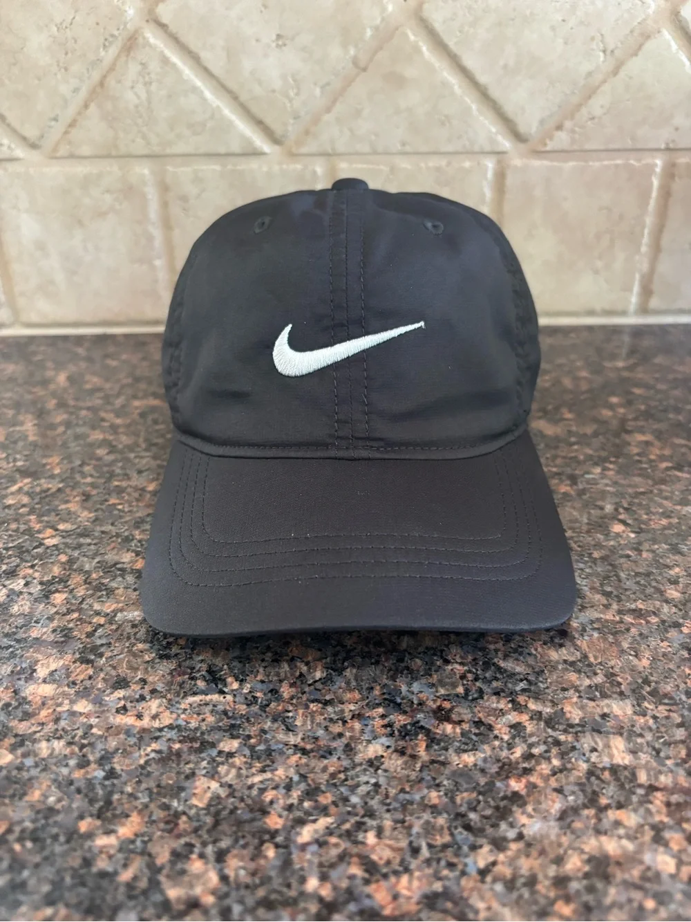 Nike Youth Black Baseball Cap with White Swoosh
